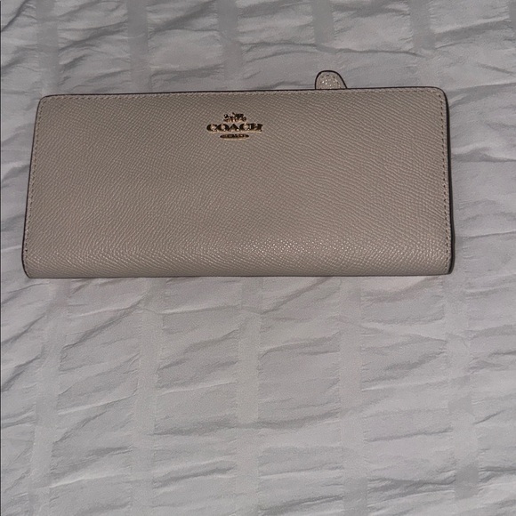 Coach Light Beige Textured Wallet - Picture 1 of 3